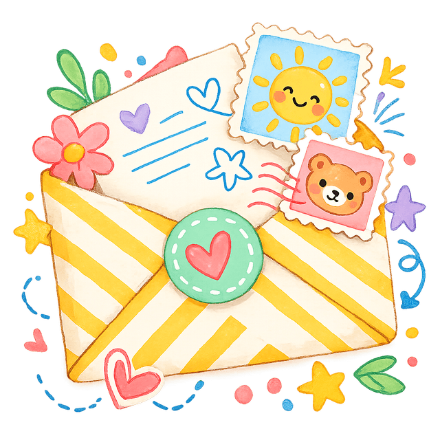 A colorful envelope with their name on it