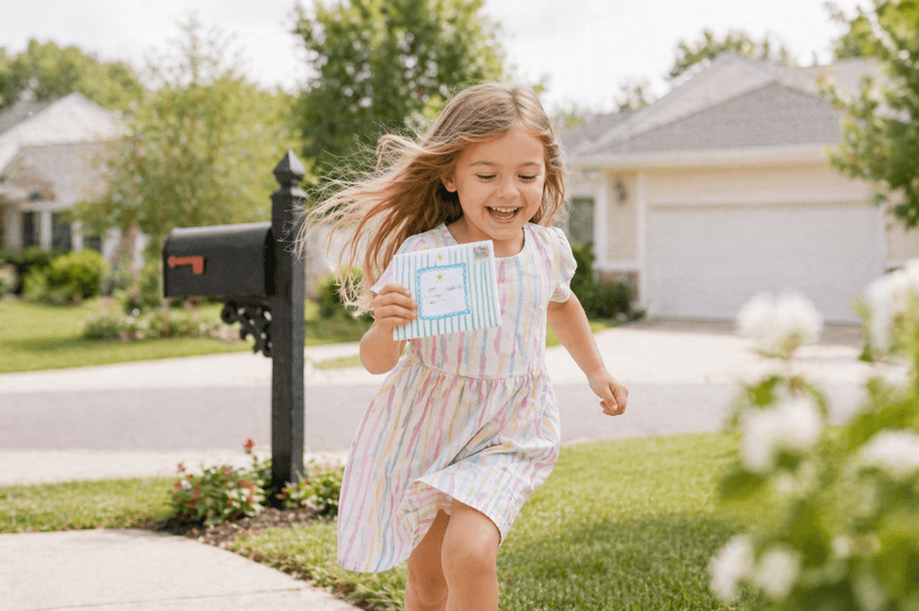 Happy Mail envelope and letter