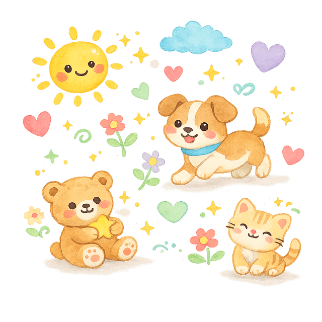 Playful hand-drawn doodles