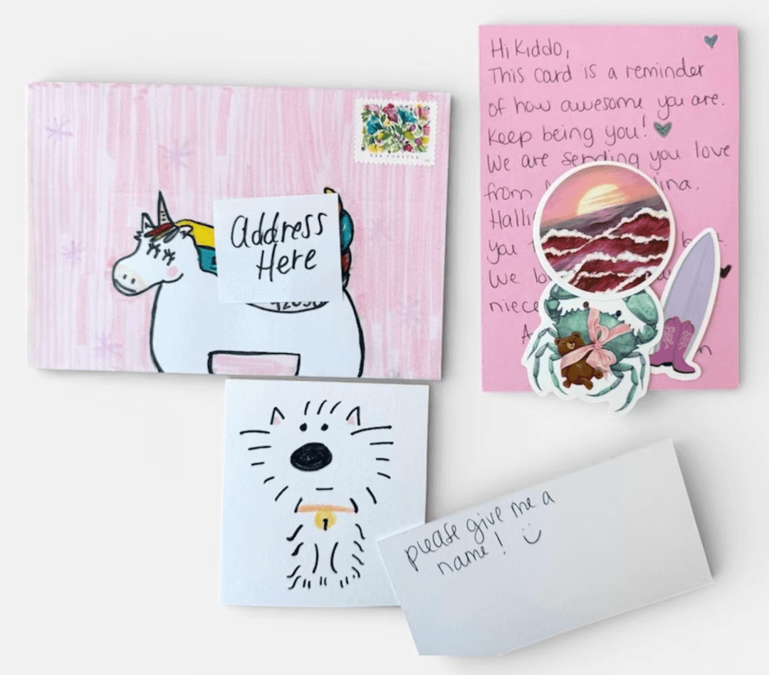 Happy Mail sample envelope and letter